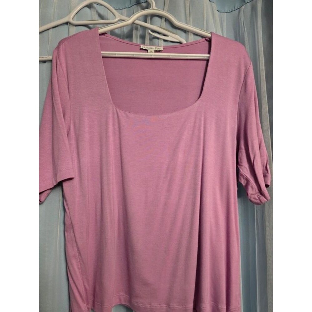 Ophelia Roe Women’s Mauve Pink Ruched Sleeve Top Size XL